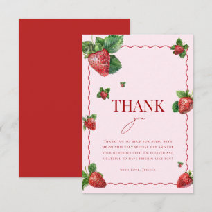 Tarjeta De Agradecimiento La amor es muy dulce rosa fresa ducha nupcial