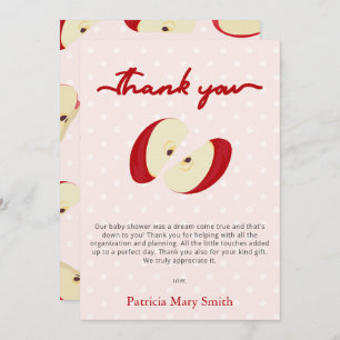 Tarjeta De Agradecimiento La Apple de nuestro Ojo cae en Baby Shower