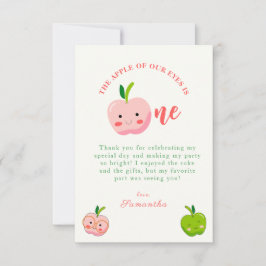 Tarjeta De Agradecimiento La Apple de nuestros Ojos es el primer cumpleaños