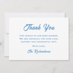 Tarjeta De Agradecimiento La aventura de moda de Blue White Baby Shower le e