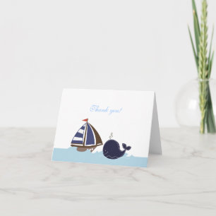 Tarjeta De Agradecimiento La ballena azul de las naves Ahoy doblada le