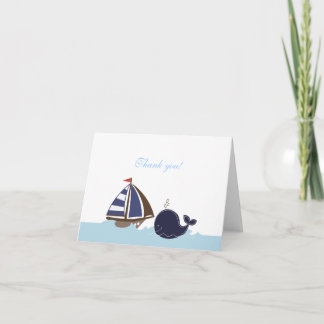 Tarjeta De Agradecimiento La ballena azul de las naves Ahoy doblada le
