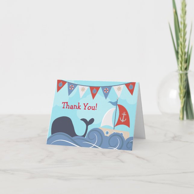 Tarjeta De Agradecimiento La ballena náutica del océano de la playa del (Anverso)