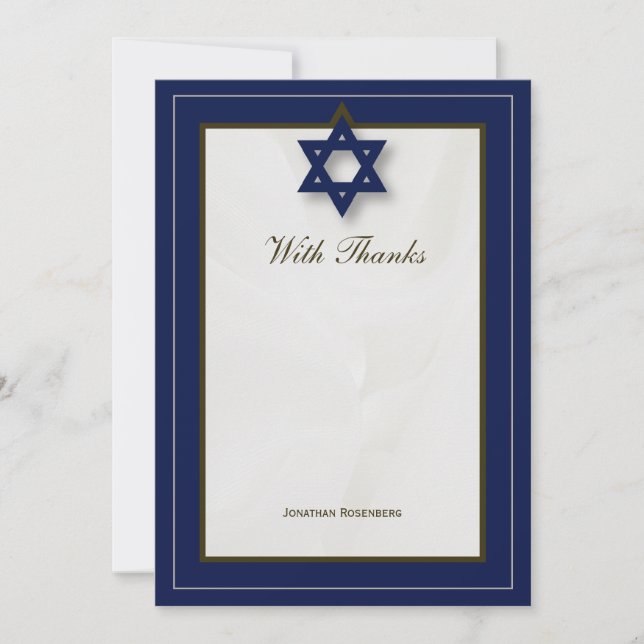 Tarjeta De Agradecimiento La barra elegante Mitzvah de la tela le agradece (Anverso)