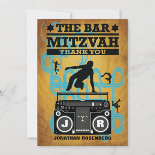 Tarjeta De Agradecimiento La barra Mitzvah de Hip Hop le agradece cardar