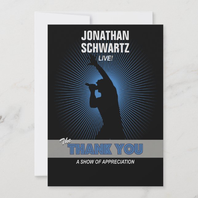 Tarjeta De Agradecimiento La barra Mitzvah de la estrella del rock le (Anverso)