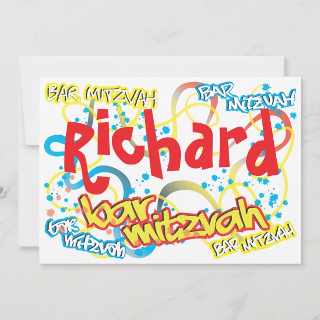 Tarjeta De Agradecimiento La barra Mitzvah de la pintada le agradece (Anverso)