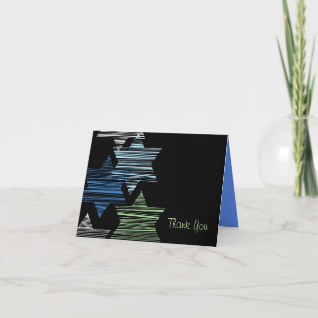 Tarjeta De Agradecimiento La barra Mitzvah del palo de las ESTRELLAS (Anverso)