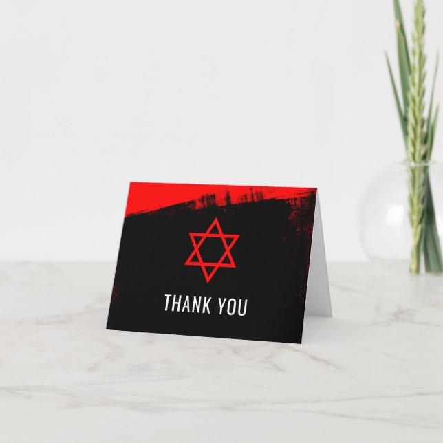 Tarjeta De Agradecimiento La barra negra roja Mitzvah del Grunge le agradece (Anverso)