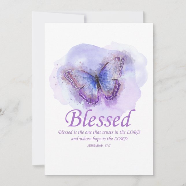 Tarjeta De Agradecimiento La Biblia Cristiana Femenina Verse Butterfly:Bendi (Anverso)