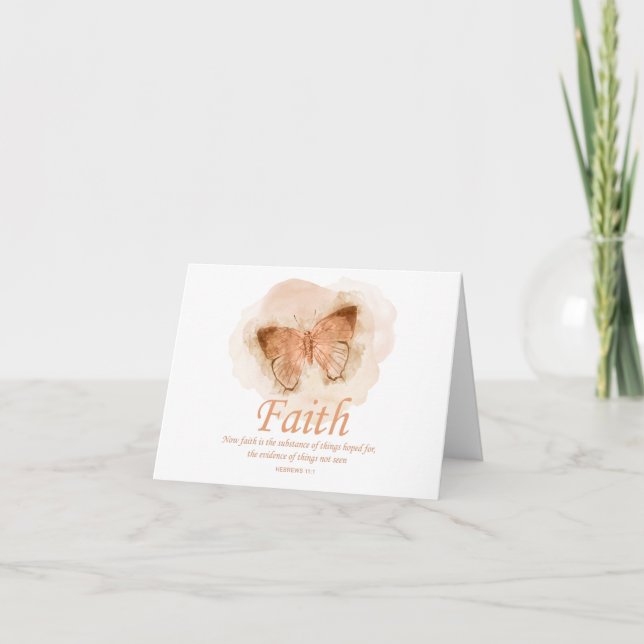 Tarjeta De Agradecimiento La Biblia Cristiana Femenina Verse Butterfly:Fe (Anverso)