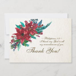 Tarjeta De Agradecimiento La Biblia Inspiradora de Poinsettia Roja versus lo