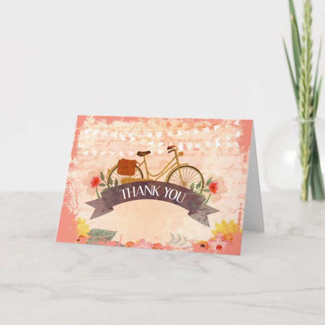 Tarjeta De Agradecimiento La bicicleta caprichosa del inconformista floral (Anverso)