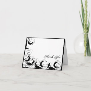 Tarjeta De Agradecimiento La boda afiligranada blanca negra del vintage le