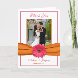 Tarjeta De Agradecimiento La boda anaranjada de la foto de la margarita