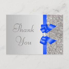 Tarjeta De Agradecimiento La boda azul del arco del diamante de plata de las