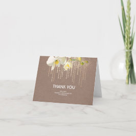 Tarjeta De Agradecimiento La boda blanca del purpurina del oro de las
