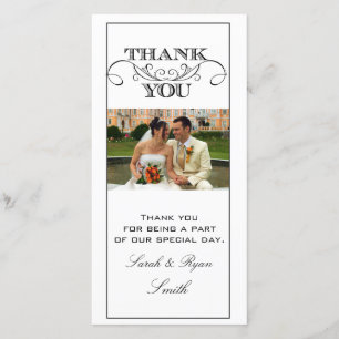 Tarjeta De Agradecimiento La boda blanco y negro elegante le agradece las