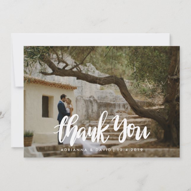Tarjeta De Agradecimiento La boda casual de la foto le agradece escritura (Anverso)