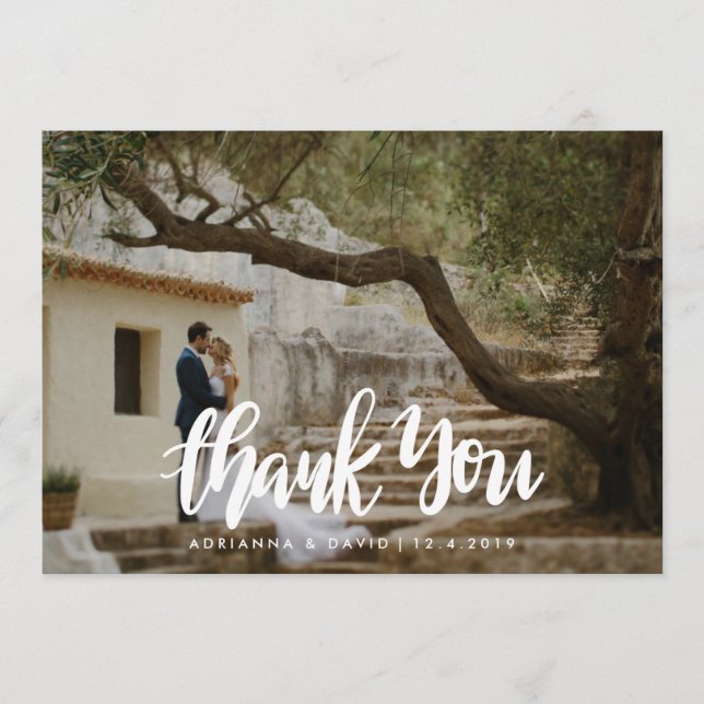 Tarjeta De Agradecimiento La boda casual de la foto le agradece escritura (Anverso)