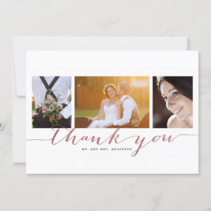 Tarjeta De Agradecimiento La boda color de rosa del collage de fotos de la