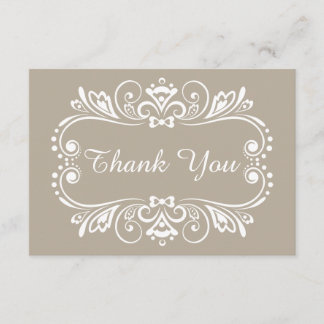 Tarjeta De Agradecimiento La boda de color topo elegante le agradece las