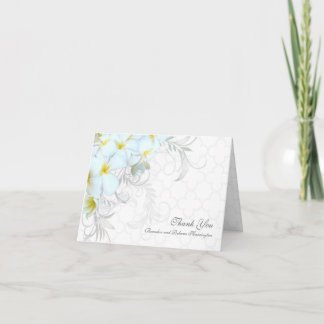 Tarjeta De Agradecimiento La boda de encargo del Plumeria hawaiano le