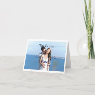 Tarjeta De Agradecimiento la boda de la pareja perfecta azul nombre foto fec