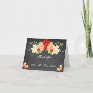 Tarjeta De Agradecimiento La boda de la pizarra de la flor de la naranja de