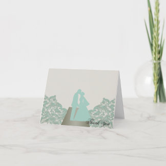Tarjeta De Agradecimiento La boda de la silueta del vintage de la moca de la