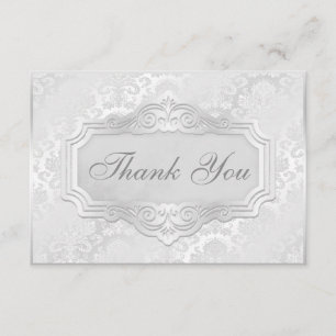 Tarjeta De Agradecimiento La boda de plata elegante del damasco le agradece