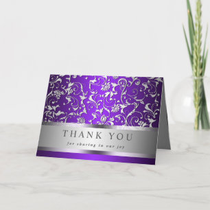 Tarjeta De Agradecimiento La boda de plata púrpura elegante del Flourish le