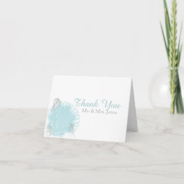 Tarjeta De Agradecimiento La boda de playa azul del Seashell le agradece