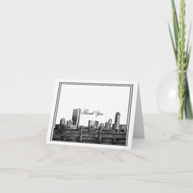 Tarjeta De Agradecimiento La boda del destino de Boston le agradece (Anverso)