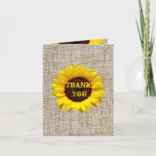 Tarjeta De Agradecimiento La boda del girasol de la arpillera del país