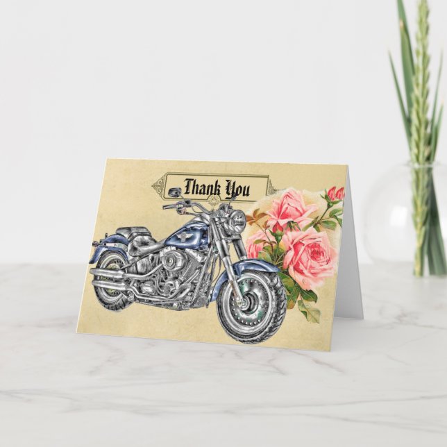Tarjeta De Agradecimiento La boda del motorista le agradece cardar (Anverso)