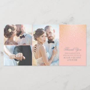 Tarjeta De Agradecimiento La boda del rosa del encanto del confeti del oro