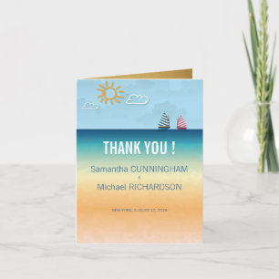 Tarjeta De Agradecimiento La boda del tema de la playa de la arena del