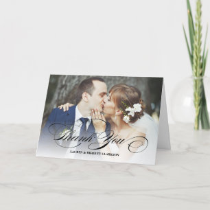 Tarjeta De Agradecimiento La boda elegante de la escritura le agradece