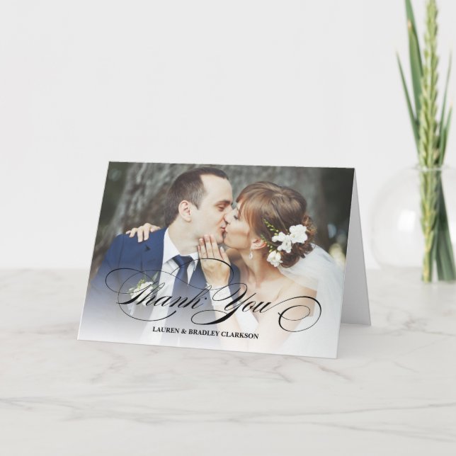 Tarjeta De Agradecimiento La boda elegante de la escritura le agradece (Anverso)