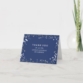 Tarjeta De Agradecimiento La boda elegante del confeti de la plata y de la