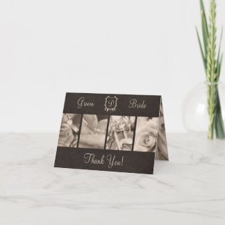 Tarjeta De Agradecimiento La boda elegante del motorista de la sepia le