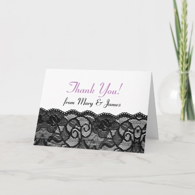 Tarjeta De Agradecimiento La boda elegante le agradece ciruelo negro del (Anverso)