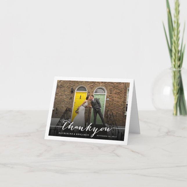 Tarjeta De Agradecimiento La boda elegante moderna de la escritura le (Anverso)