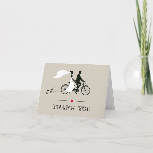 Tarjeta De Agradecimiento La boda en tándem de la bicicleta le agradece (Anverso)