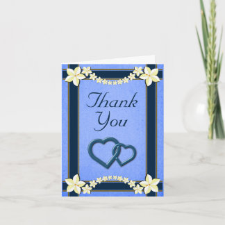 Tarjeta De Agradecimiento La boda floral azul rústica le agradece las