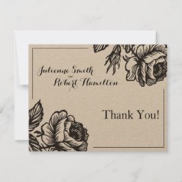 Tarjeta De Agradecimiento La boda floral de los rosas elegantes rústicos le