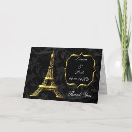 Tarjeta De Agradecimiento La boda francesa de la torre Eiffel del oro le