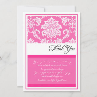 Tarjeta De Agradecimiento La boda fucsia del damasco le agradece las