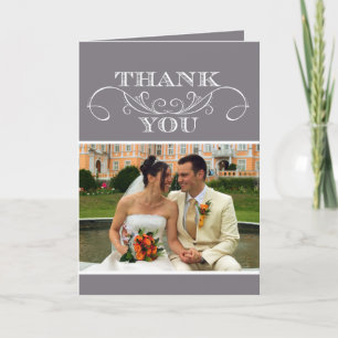 Tarjeta De Agradecimiento La boda gris moderna del remolino le agradece las